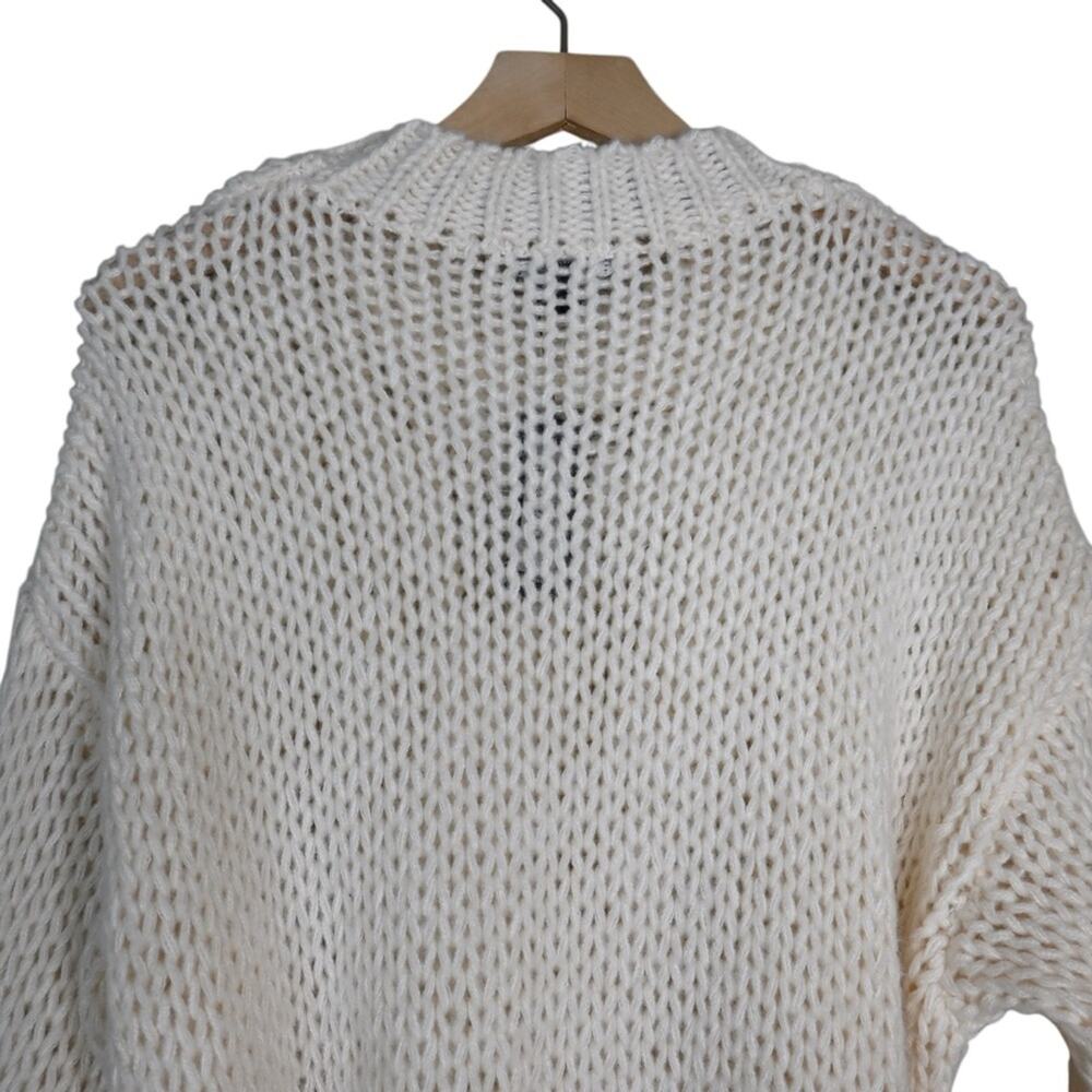 Pretty Little Thing Women's S Loosely Woven Belted Cream Sweater Oversized NEW - Picture 4 of 9